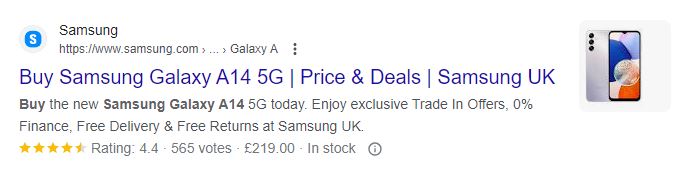 example of product snippets